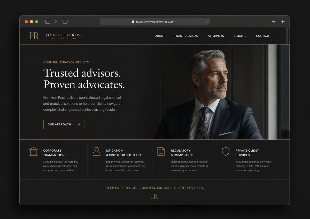 Hamilton Ross website design concept for the professional services industry